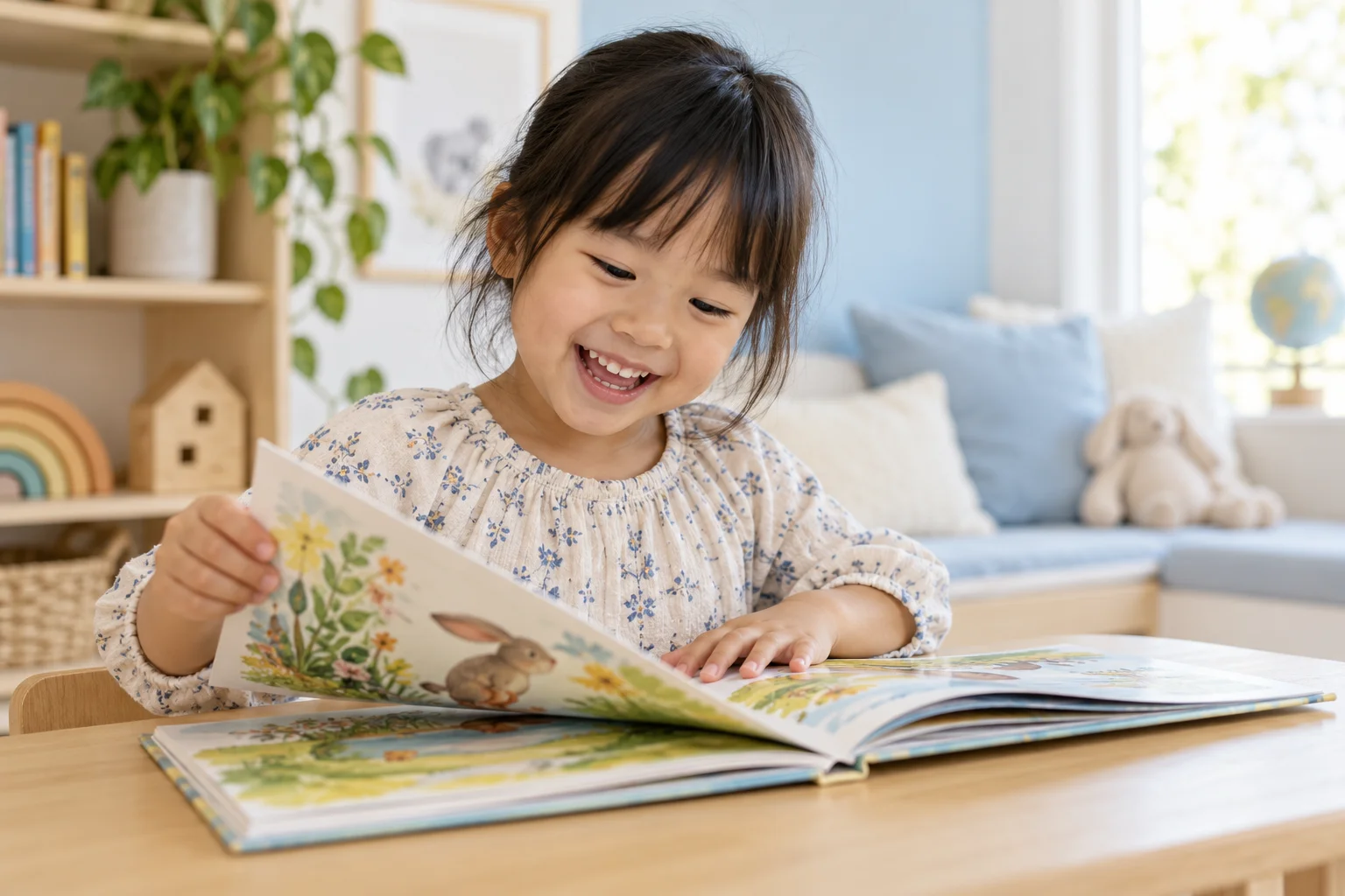 A child enjoying a book