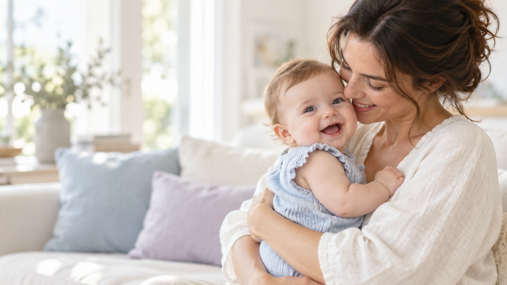 A parent sharing a warm moment with her baby